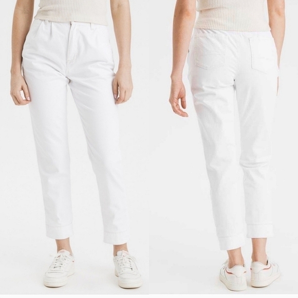 American Eagle Outfitters Pleated Mom Jeans in Soft White Size 10 Regular NWT - Picture 1 of 15